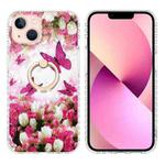 For iPhone 14 Ring Holder 2.0mm Airbag TPU Phone Case (Dancing Butterflies)