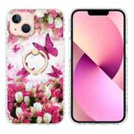 For iPhone 14 Plus Ring Holder 2.0mm Airbag TPU Phone Case (Dancing Butterflies)