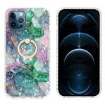 For iPhone 12 Pro Ring Holder 2.0mm Airbag TPU Phone Case Max(Ink Green Marble)