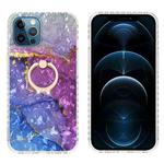 For iPhone 12 Pro Ring Holder 2.0mm Airbag TPU Phone Case Max(Blue Purple Marble)