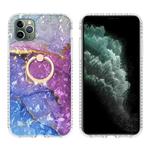 For iPhone 11 Pro Max Ring Holder 2.0mm Airbag TPU Phone Case (Blue Purple Marble)