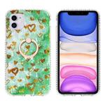 For iPhone 11 Ring Holder 2.0mm Airbag TPU Phone Case (Gold Heart)