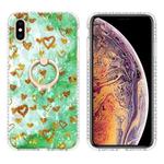 For iPhone XS Max Ring Holder 2.0mm Airbag TPU Phone Case(Gold Heart)