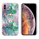 For iPhone XS Max Ring Holder 2.0mm Airbag TPU Phone Case(Ink Green Marble)