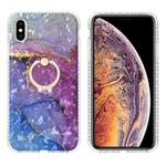 For iPhone XS Max Ring Holder 2.0mm Airbag TPU Phone Case(Blue Purple Marble)