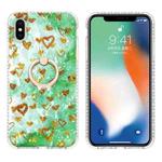 For iPhone X / XS Ring Holder 2.0mm Airbag TPU Phone Case(Gold Heart)