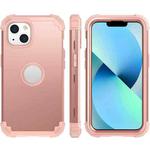 For iPhone 14 3 in 1 Shockproof Phone Case (Rose Gold)