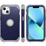 For iPhone 14 Plus 3 in 1 Shockproof Phone Case (Navy Blue)