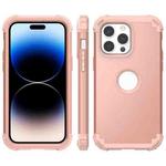 For iPhone 14 Pro 3 in 1 Shockproof Phone Case(Rose Gold)