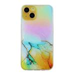 For iPhone 14 Laser Marble Pattern Clear TPU Shockproof Protective Case (Yellow)