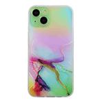 For iPhone 14 Laser Marble Pattern Clear TPU Shockproof Protective Case (Green)