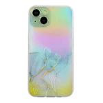 For iPhone 14 Laser Marble Pattern Clear TPU Shockproof Protective Case (Gray)