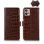 For Motorola Moto G32 Crocodile Top Layer Cowhide Leather Phone Case(Brown)