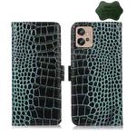 For Motorola Moto G32 Crocodile Top Layer Cowhide Leather Phone Case(Green)