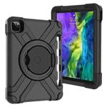 For iPad Pro 11 (2020) PC + Silicone Shockproof Combination Tablet Case with 360 Degree Rotating Holder & Handle(Black)