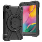 For Galaxy Tab A 8.0 (2019) T290 / T295 PC + Silicone Shockproof Combination Case with 360 Degree Rotating Holder & Handle(Black)