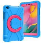 For Galaxy Tab A 8.0 (2019) T290 / T295 PC + Silicone Shockproof Combination Case with 360 Degree Rotating Holder & Handle(Blue+Rose Red)