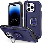 For iPhone 14 Pro 3 in 1 Ring Holder Phone Case(Navy Blue)