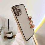 For iPhone 13 Pro Camera Protector Buckle Frosted Glass Phone Case (Gold)
