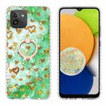 For Samsung Galaxy A03 164mm Global Ring Holder 2.0mm Airbag TPU Phone Case(Gold Heart)