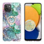 For Samsung Galaxy A03 166mm EU Version Ring Holder 2.0mm Airbag TPU Phone Case(Ink Green Marble)