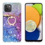 For Samsung Galaxy A03 166mm EU Version Ring Holder 2.0mm Airbag TPU Phone Case(Blue Purple Marble)