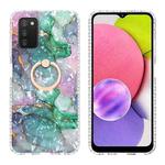 For Samsung Galaxy A03s 166.5mm EU Version Ring Holder 2.0mm Airbag TPU Phone Case(Ink Green Marble)
