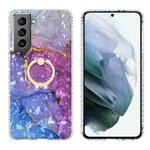 For Samsung Galaxy S21 5G Ring Holder 2.0mm Airbag TPU Phone Case(Blue Purple Marble)