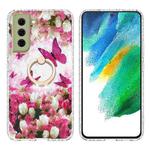 For Samsung Galaxy S21 FE 5G Ring Holder 2.0mm Airbag TPU Phone Case(Dancing Butterflies)