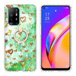 For OPPO A94 4G / F19 Pro / Reno5 F Ring Holder 2.0mm Airbag TPU Phone Case(Gold Heart)