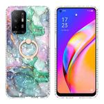 For OPPO A94 4G / F19 Pro / Reno5 F Ring Holder 2.0mm Airbag TPU Phone Case(Ink Green Marble)