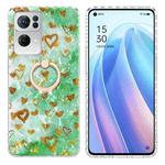 For OPPO Reno7 Pro 5G Ring Holder 2.0mm Airbag TPU Phone Case(Gold Heart)