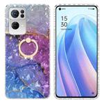 For OPPO Reno7 Pro 5G Ring Holder 2.0mm Airbag TPU Phone Case(Blue Purple Marble)