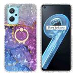 For Realme 9i / OPPO A36 / A76 / A96 4G Ring Holder 2.0mm Airbag TPU Phone Case(Blue Purple Marble)