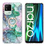 For Realme C20 / C21A / Narzo 50i Ring Holder 2.0mm Airbag TPU Phone Case(Ink Green Marble)