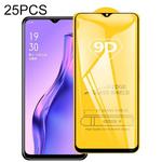 For OPPO A8 25 PCS 9D Full Glue Full Screen Tempered Glass Film