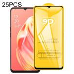 For OPPO A91 25 PCS 9D Full Glue Full Screen Tempered Glass Film