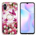 For Xiaomi Redmi 9A / 9i Indian Version Ring Holder 2.0mm Airbag TPU Phone Case(Dancing Butterflies)