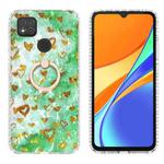 For Xiaomi Redmi 9C / 9 Indian Version Ring Holder 2.0mm Airbag TPU Phone Case(Gold Heart)