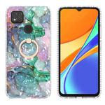 For Xiaomi Redmi 9C / 9 Indian Version Ring Holder 2.0mm Airbag TPU Phone Case(Ink Green Marble)