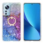 For Xiaomi 12 / 12X Ring Holder 2.0mm Airbag TPU Phone Case(Blue Purple Marble)
