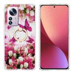 For Xiaomi 12 Pro Ring Holder 2.0mm Airbag TPU Phone Case(Dancing Butterflies)