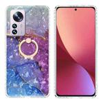 For Xiaomi 12 Pro Ring Holder 2.0mm Airbag TPU Phone Case(Blue Purple Marble)