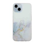 For iPhone 14 Hollow Marble Pattern TPU Straight Edge Fine Hole Protective Case (Grey)