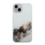 For iPhone 14 Plus Hollow Marble Pattern TPU Straight Edge Fine Hole Protective Case(Black)