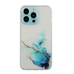 For iPhone 14 Pro Hollow Marble Pattern TPU Straight Edge Fine Hole Protective Case(Blue)