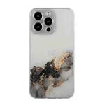 For iPhone 14 Pro Hollow Marble Pattern TPU Straight Edge Fine Hole Protective Case(Black)