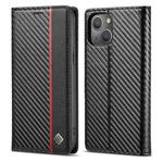 For iPhone 14 LC.IMEEKE Carbon Fiber PU + TPU Leather Case (Vertical Black)