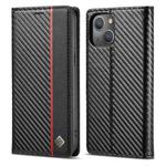 For iPhone 14 Plus LC.IMEEKE Carbon Fiber PU + TPU Leather Case (Vertical Black)