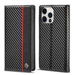 For iPhone 14 Pro LC.IMEEKE Carbon Fiber PU + TPU Leather Case(Vertical Black)